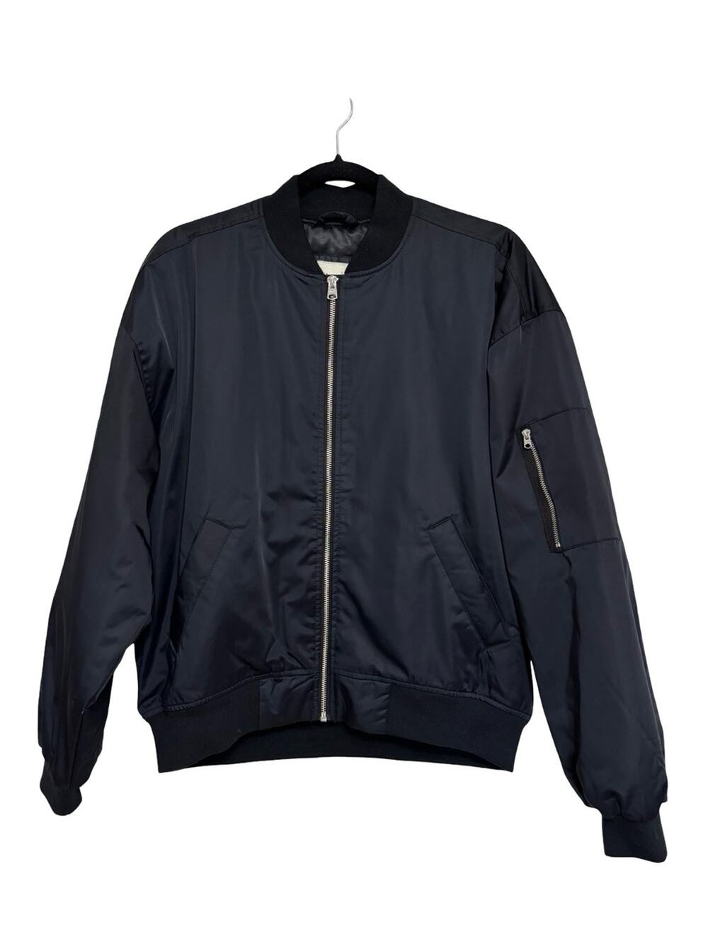 Abercrombie & Fitch Men’s Classic Bomber Jacket in Black Sheen - Size S